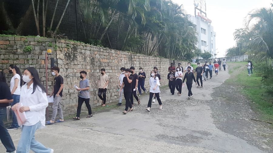 Students on their way to appear NEET exam in Kohima on July 17. (Morung Photo)